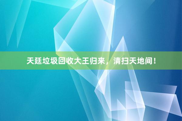 天廷垃圾回收大王归来，清扫天地间！