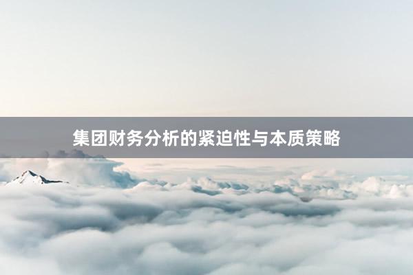 集团财务分析的紧迫性与本质策略